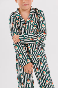 Green Santa Claus Lane Kids' Long Sleeve Button Up Set