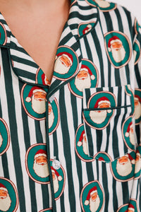 Green Santa Claus Lane Kids' Long Sleeve Button Up Set