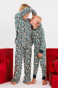 Green Santa Claus Lane Kids' Long Sleeve Button Up Set