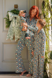Green Santa Claus Lane Kids' Long Sleeve Button Up Set