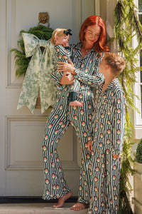 Green Santa Claus Lane Kids' Long Sleeve Button Up Set