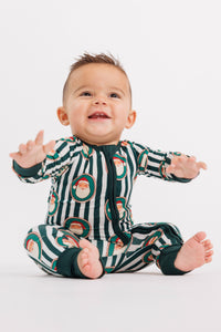 Green Santa Claus Lane Zipper Romper