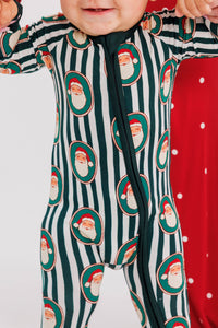 Green Santa Claus Lane Zipper Romper