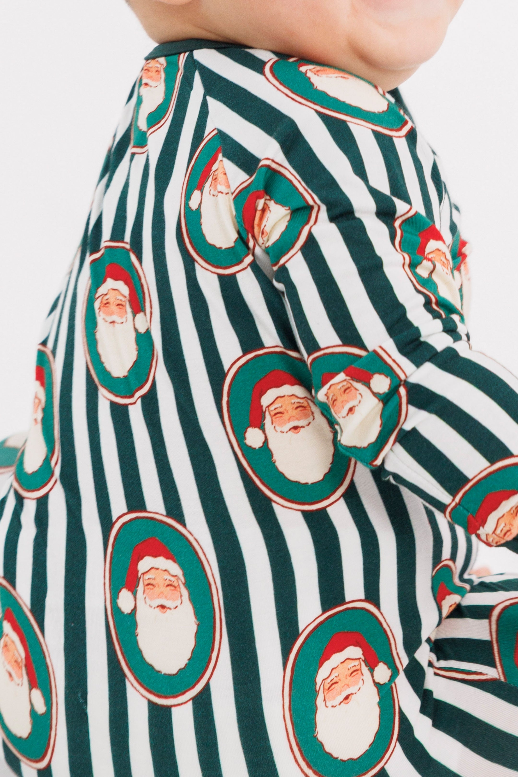 Green Santa Claus Lane Zipper Romper