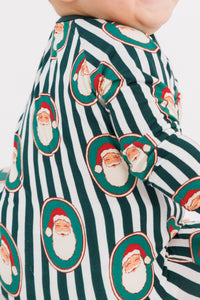 Green Santa Claus Lane Zipper Romper