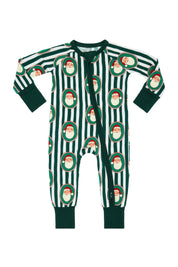 Green Santa Claus Lane Zipper Romper