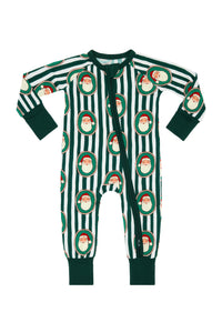 Green Santa Claus Lane Zipper Romper