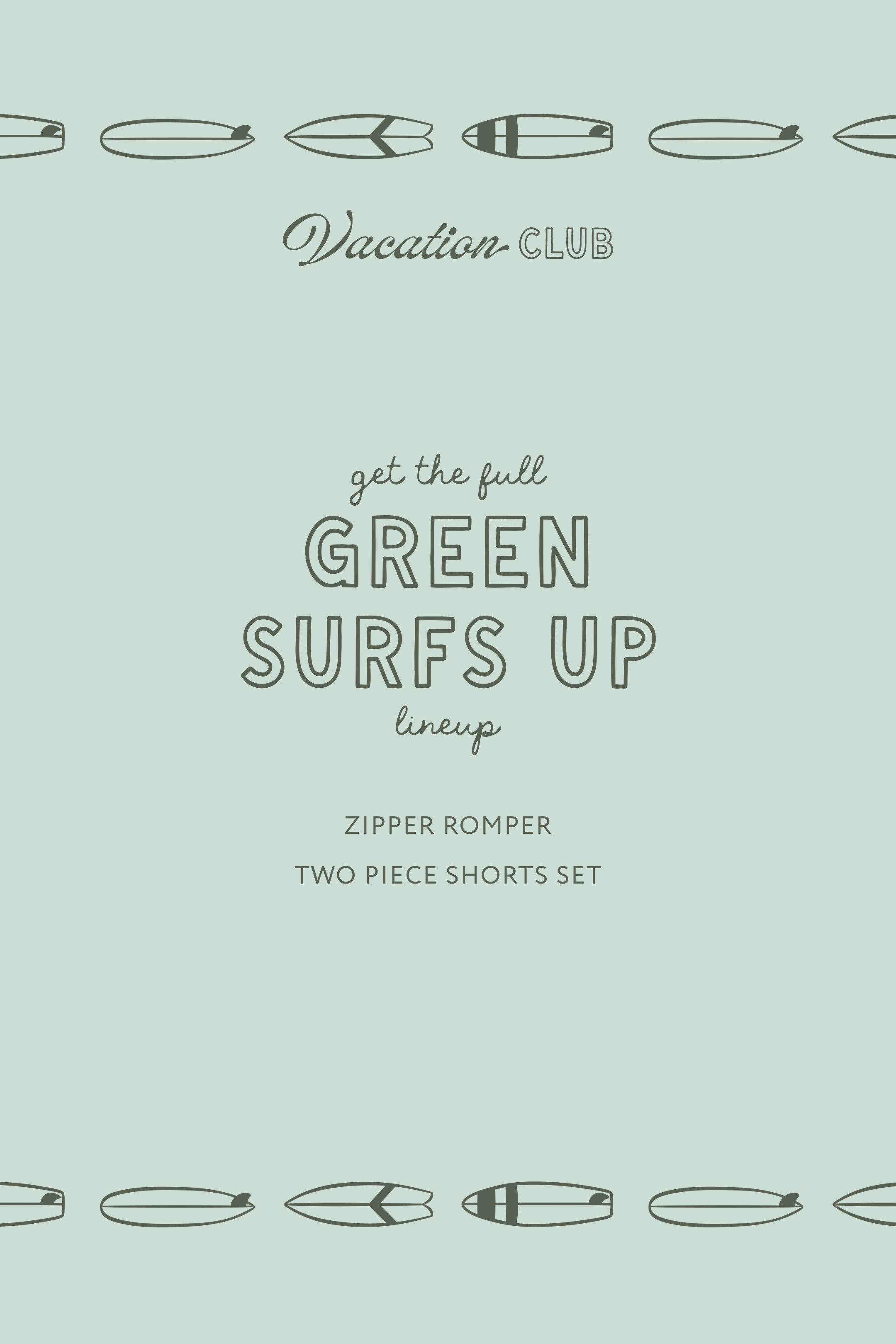 Green Surfs Up Zipper Romper