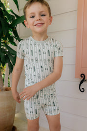 Green Surfs Up Two Piece Short Set