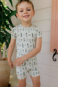 Green Surfs Up Two Piece Short Set