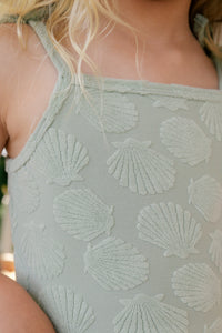 Green Seashell Terry Tank Skort Set