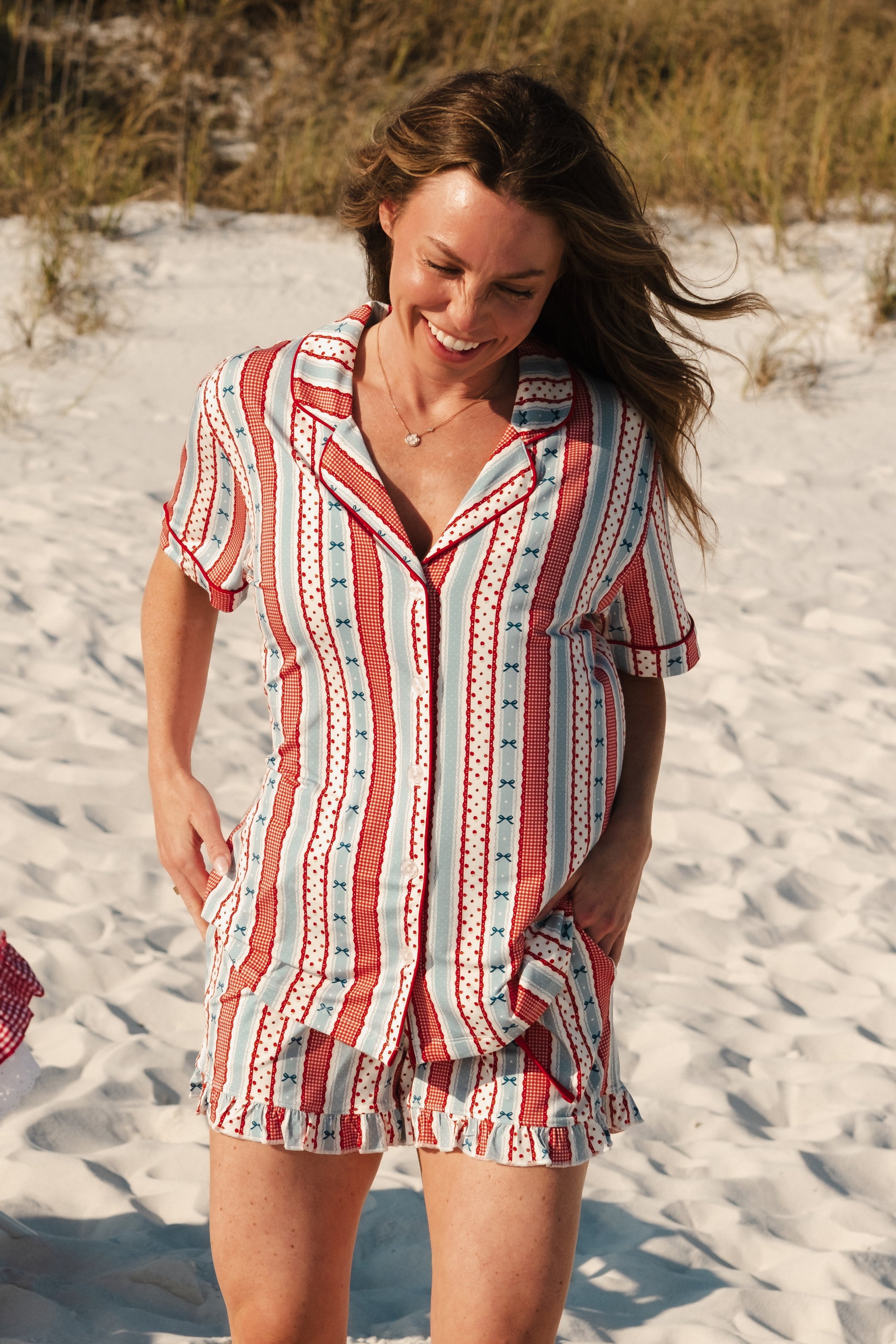 Heritage Striped Women's Bamboo Short Set | Matching Family 4th of