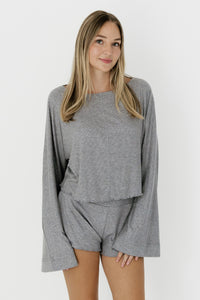Hudson Gray Ribbed Women's Relaxed Sleeve Set