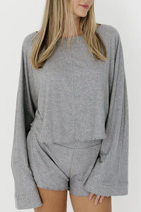 Hudson Gray Ribbed Women's Relaxed Sleeve Set