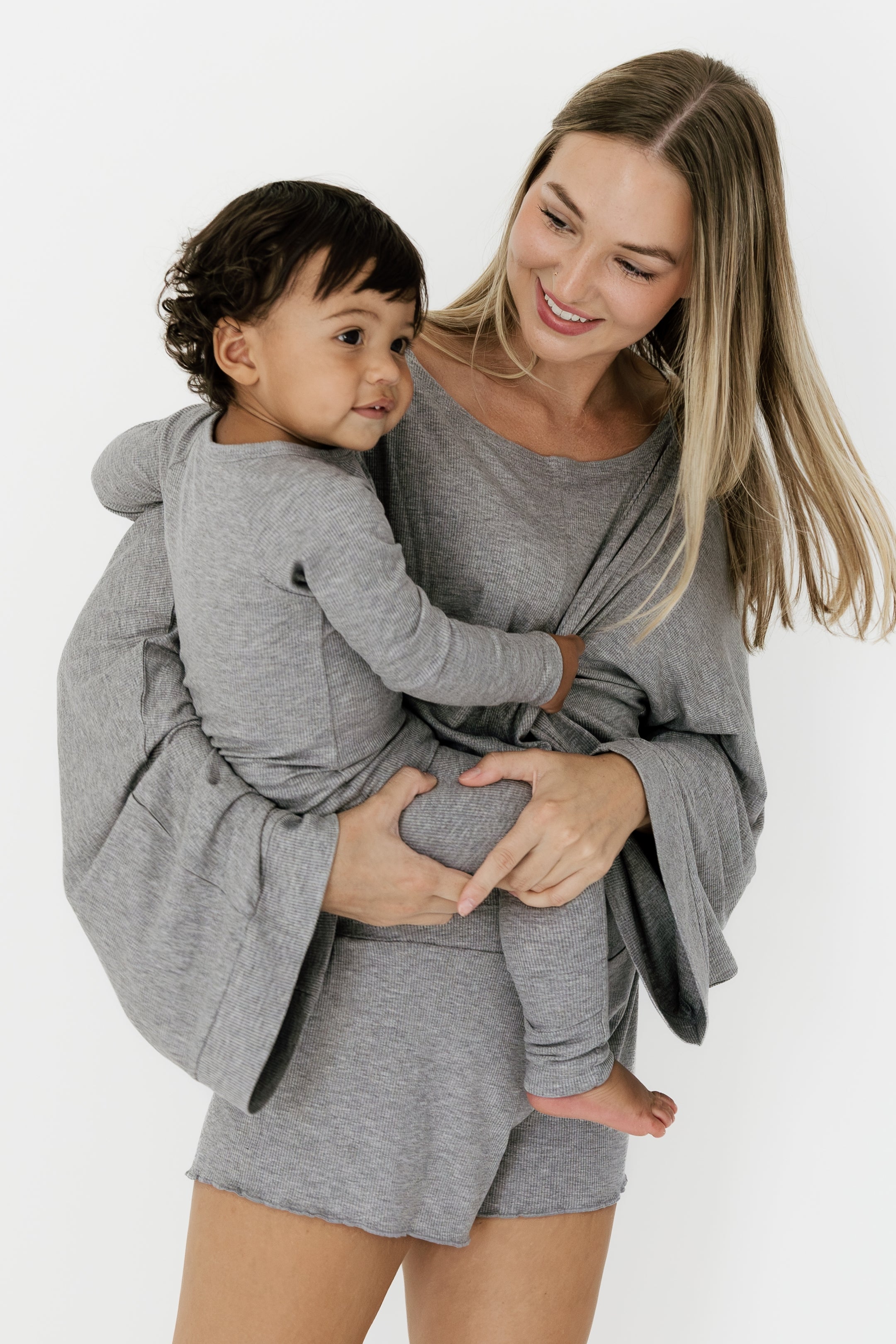 Hudson Gray Ribbed Women's Relaxed Sleeve Set