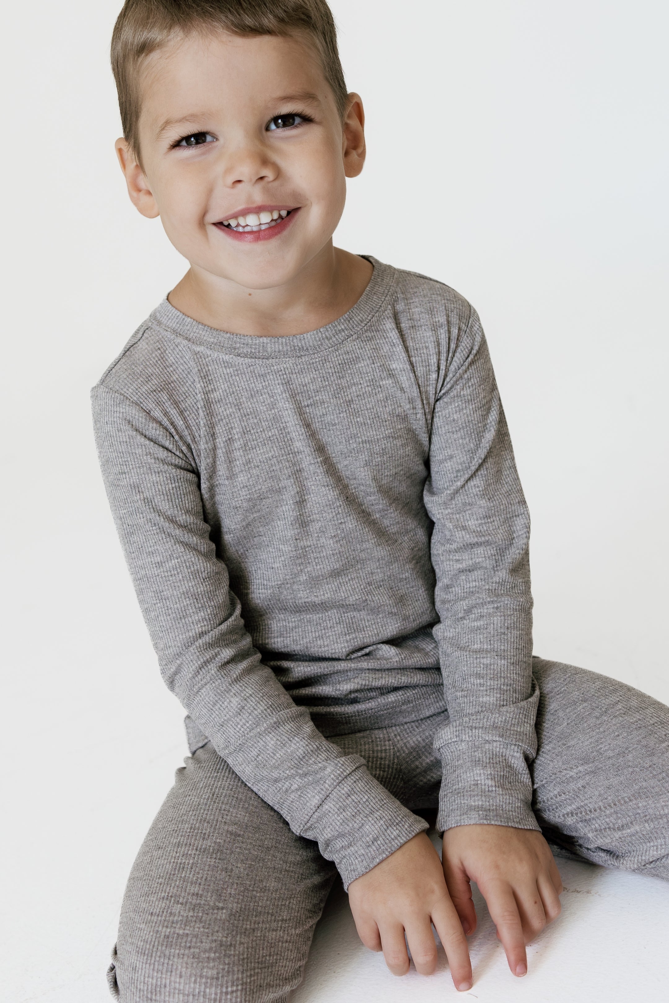 Hudson Gray Ribbed Two Piece Set