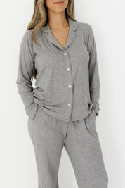 Hudson Gray Ribbed Women's Long Sleeve Ruffle Set