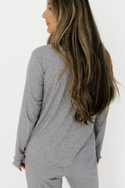 Hudson Gray Ribbed Women's Long Sleeve Ruffle Set