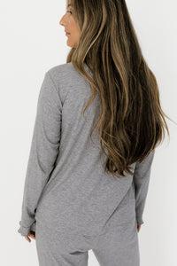 Hudson Gray Ribbed Women's Long Sleeve Ruffle Set