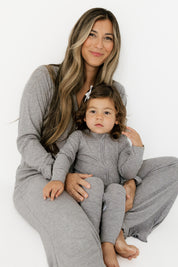 Hudson Gray Ribbed Women's Long Sleeve Ruffle Set