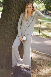 Hudson Gray Ribbed Women's Long Sleeve Ruffle Set