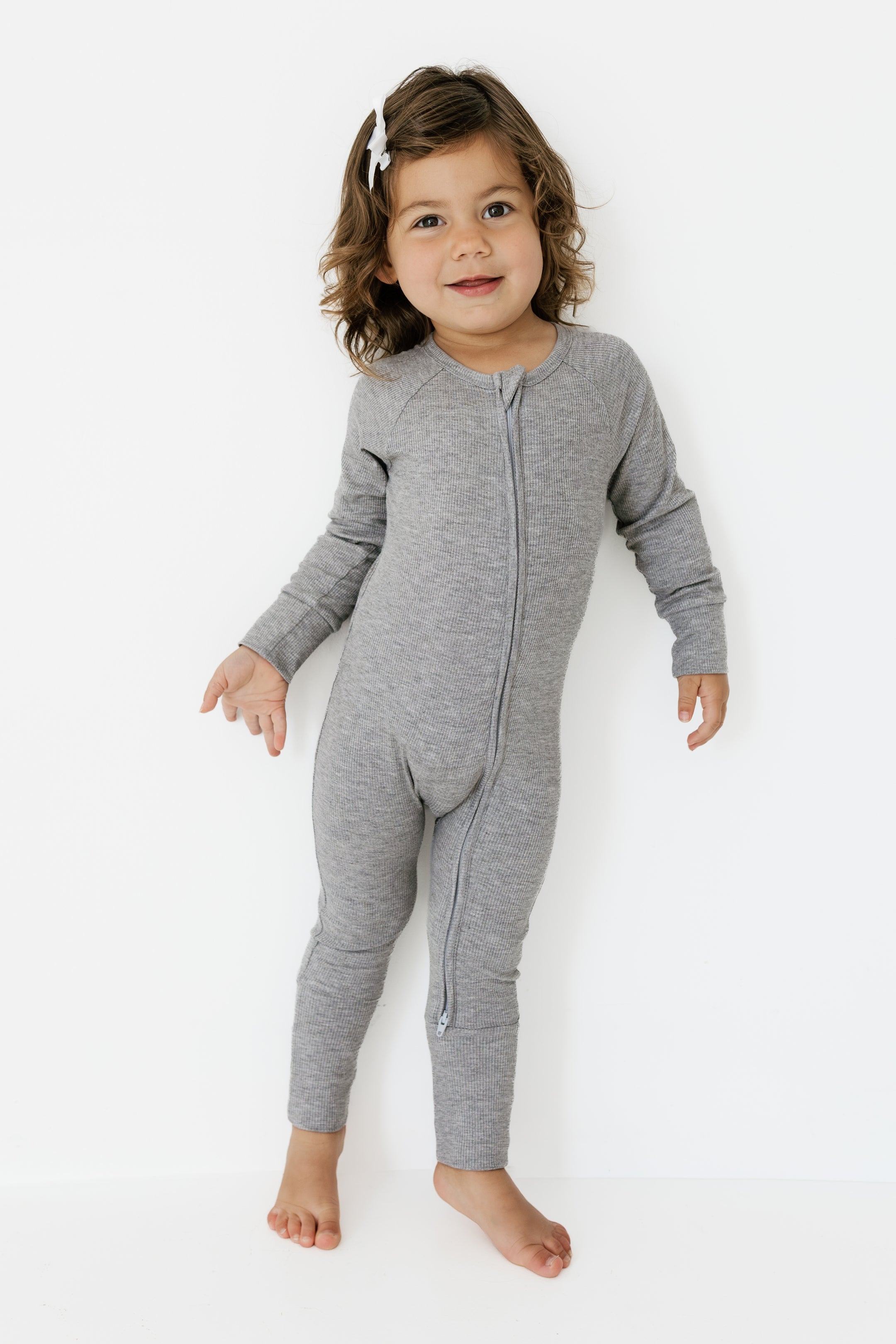 Hudson Gray Ribbed Zipper Romper