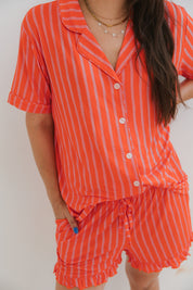 Red and Pink Stripe Women's Short Set IMJ x Karrie Locher