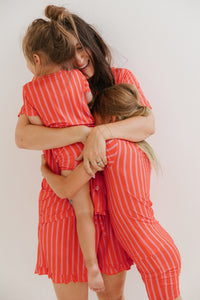 Red and Pink Stripe Women's Short Set IMJ x Karrie Locher