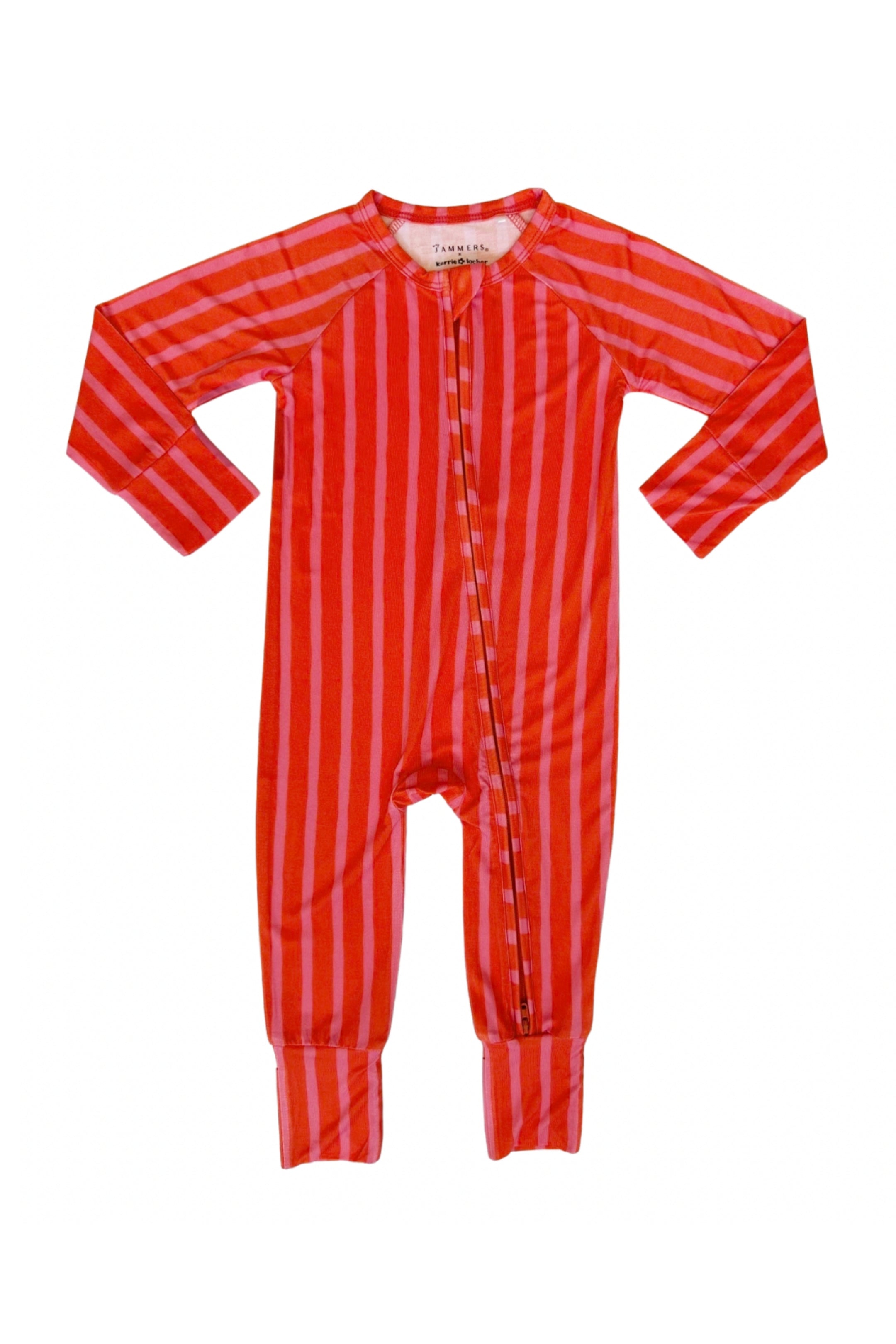 Red and Pink Stripe Zipper Romper IMJ x Karrie Locher