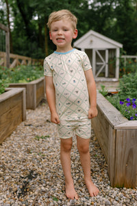 Blue Bugs and Blooms Two Piece Short Set IMJ x Lauren Lane