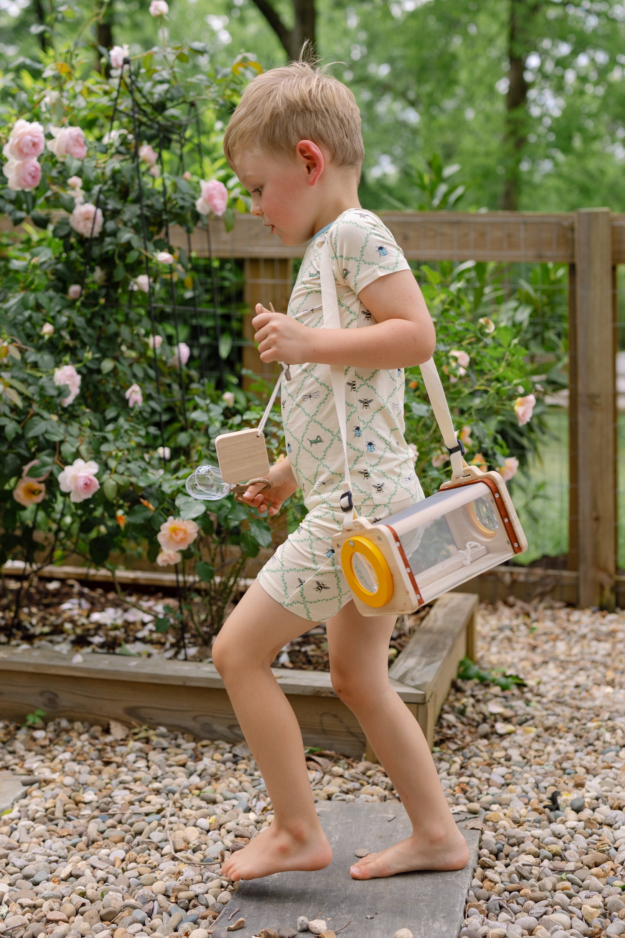 Blue Bugs and Blooms Two Piece Short Set IMJ x Lauren Lane