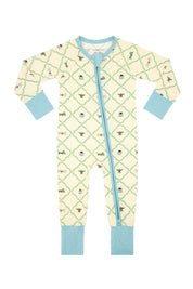 Blue Bugs and Blooms Zipper Romper IMJ x Lauren Lane