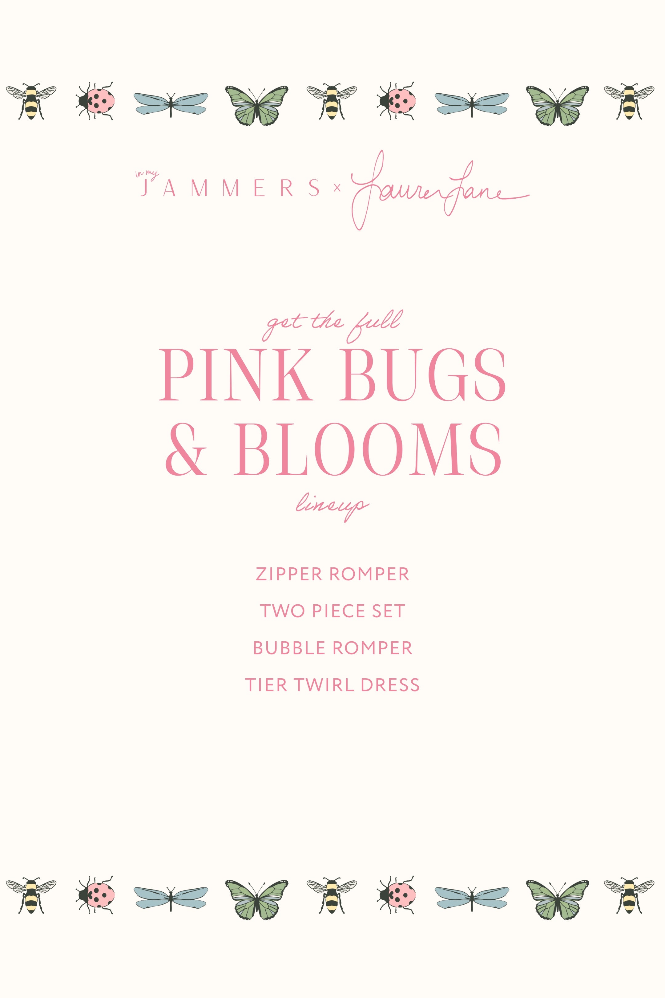 Pink Bugs and Blooms Bubble Romper IMJ x Lauren Lane