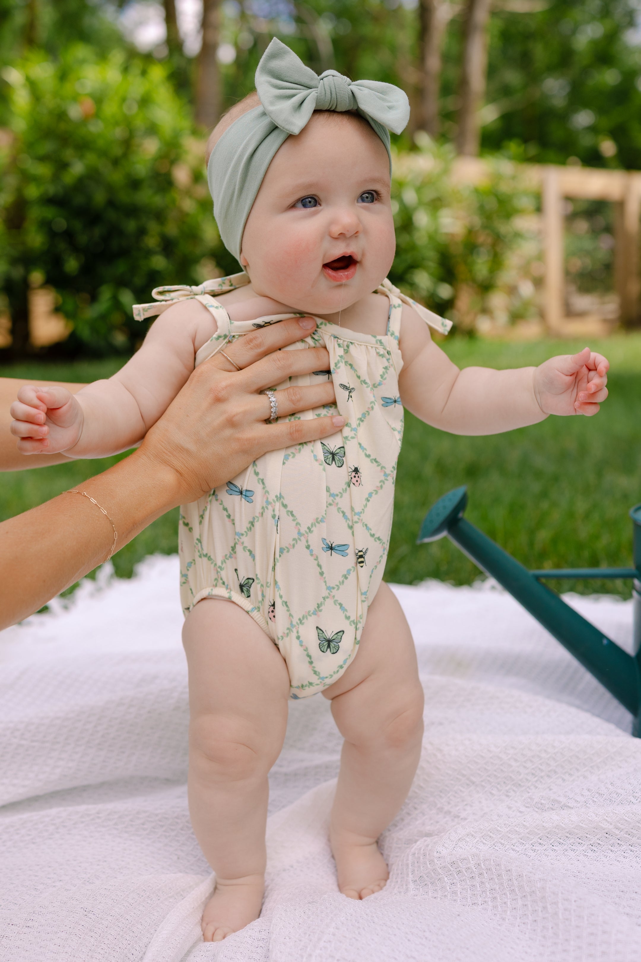 Pink Bugs and Blooms Bubble Romper IMJ x Lauren Lane