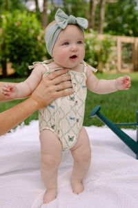 Pink Bugs and Blooms Bubble Romper IMJ x Lauren Lane