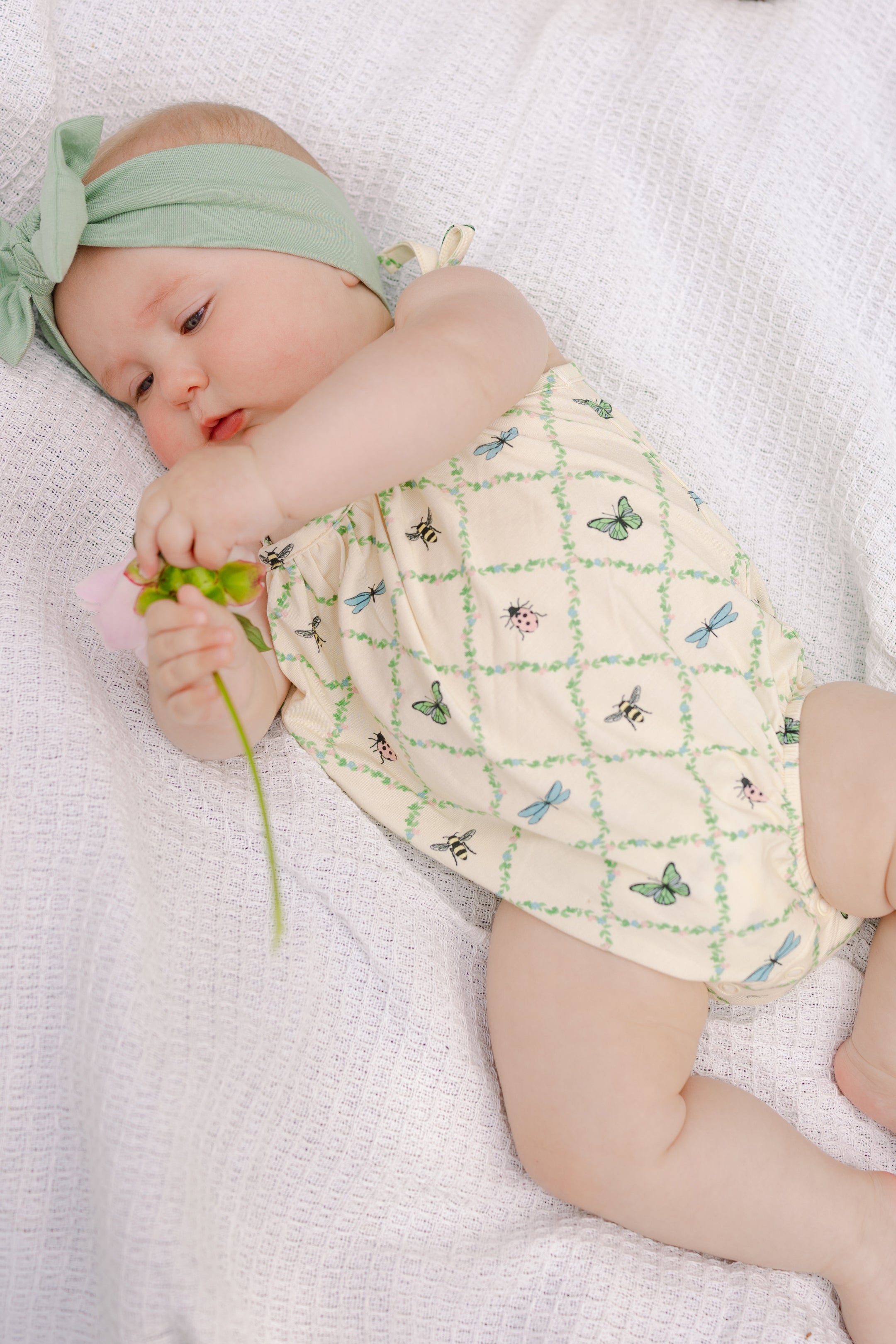 Pink Bugs and Blooms Bubble Romper IMJ x Lauren Lane