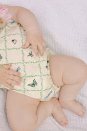 Pink Bugs and Blooms Bubble Romper IMJ x Lauren Lane