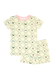 Pink Bugs and Blooms Two Piece Short Set IMJ x Lauren Lane