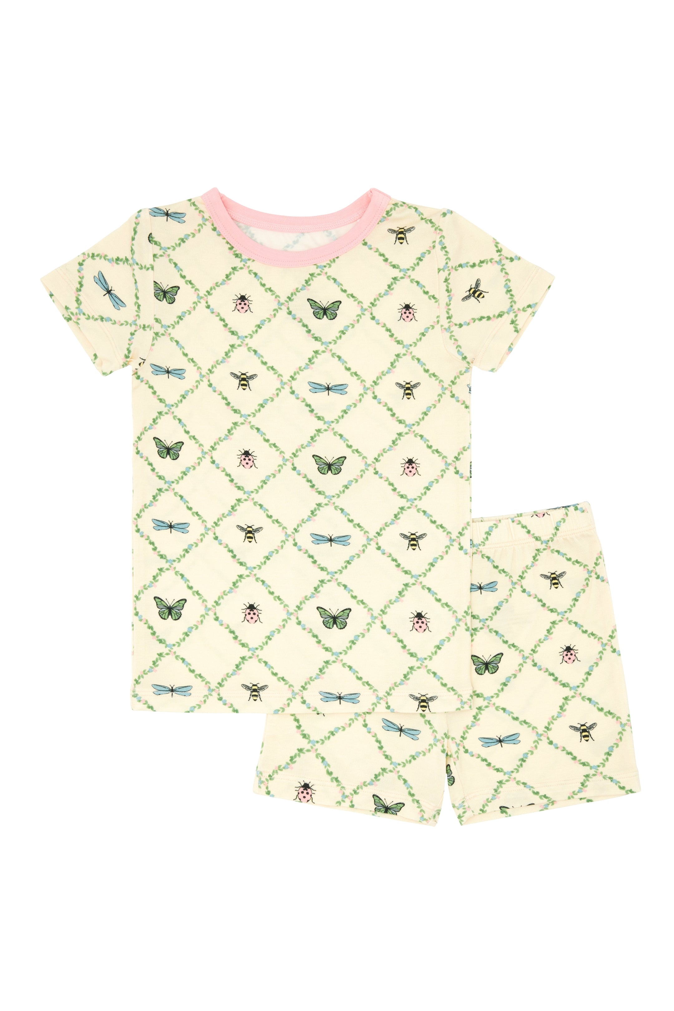 Pink Bugs and Blooms Two Piece Short Set IMJ x Lauren Lane