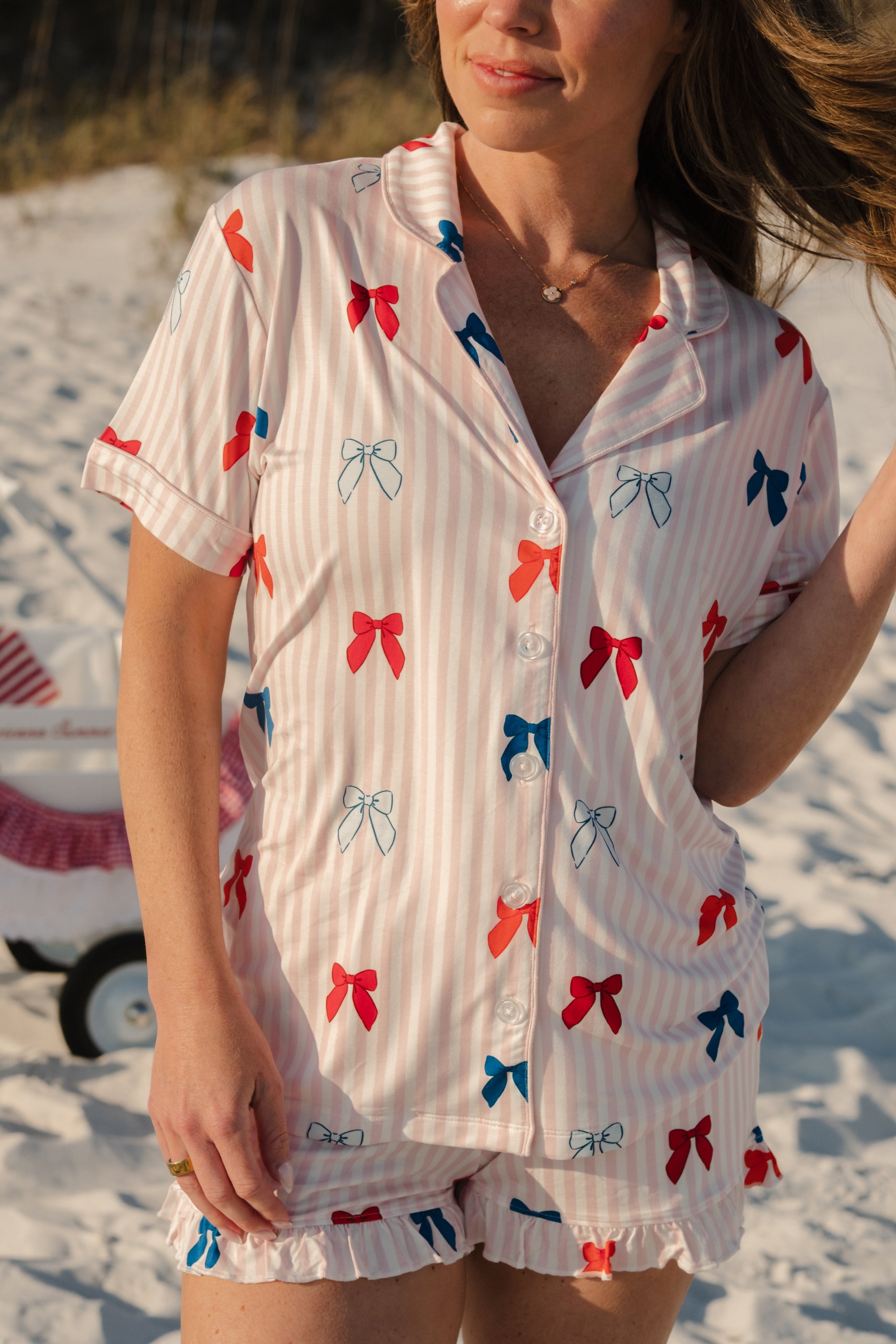 Liberty Bow Women's Bamboo Short Set | Matching Family 4th of July