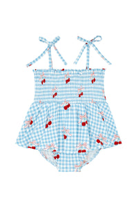 Little Cherry Smocked Twirl Romper