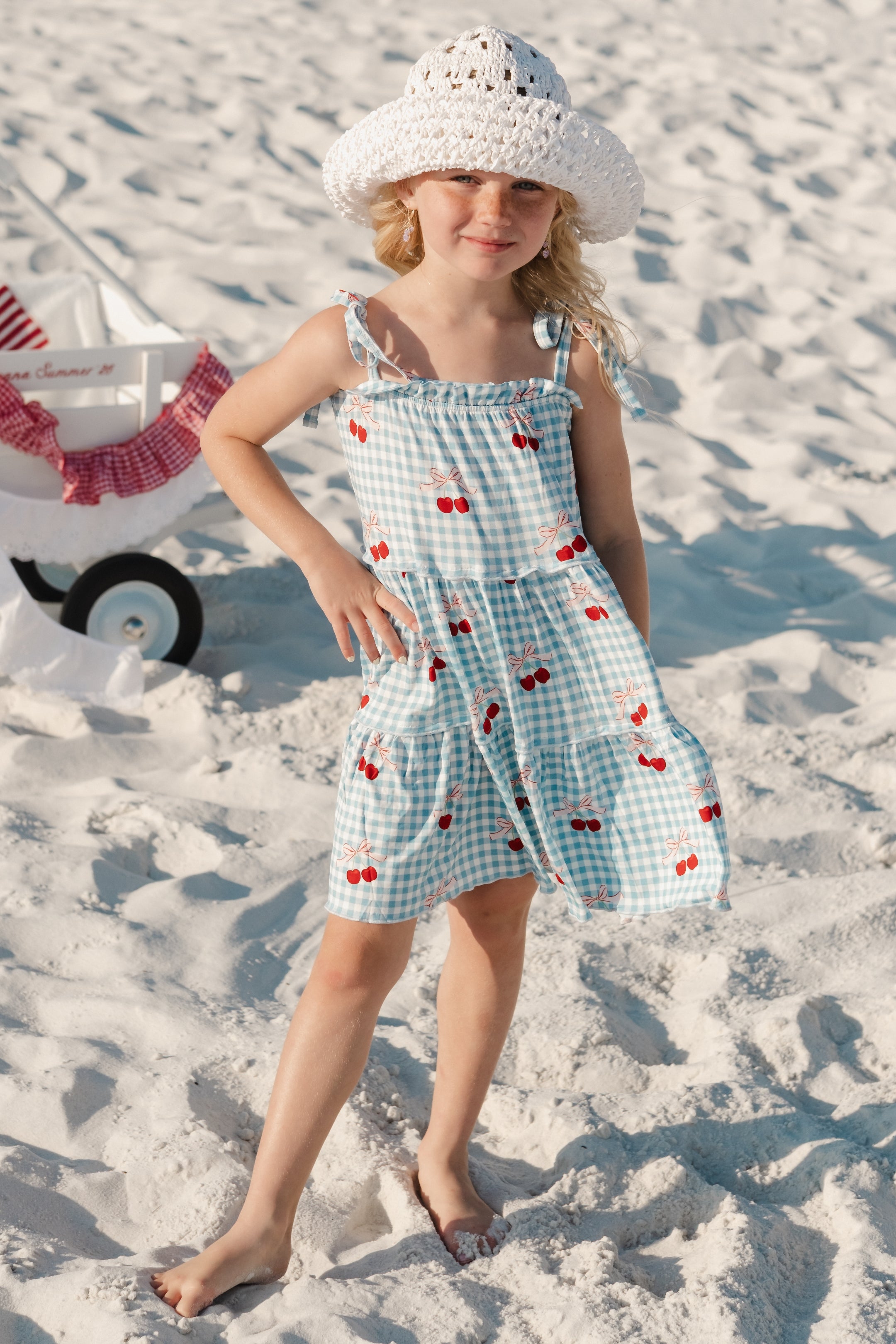 Little Cherry Bamboo Tier Twirl Dress | 4th of July Girls Dress | In My Jammers 2T Little Cherry Bamboo Tier Twirl Dress | 4th of July Girls Dress | In My Jammers 2T