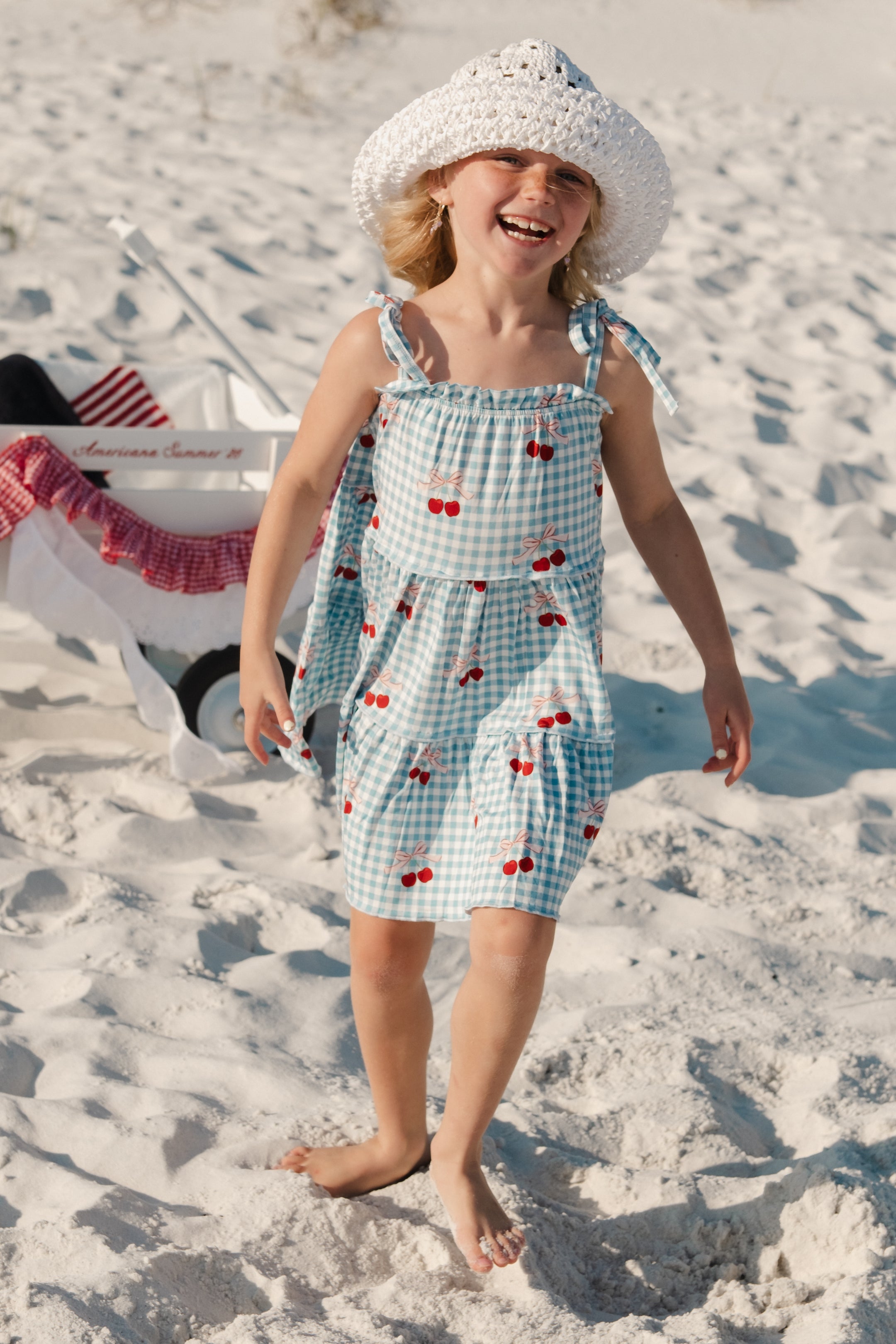 Little Cherry Bamboo Tier Twirl Dress | 4th of July Girls Dress | In My Jammers 2T Little Cherry Bamboo Tier Twirl Dress | 4th of July Girls Dress | In My Jammers 2T