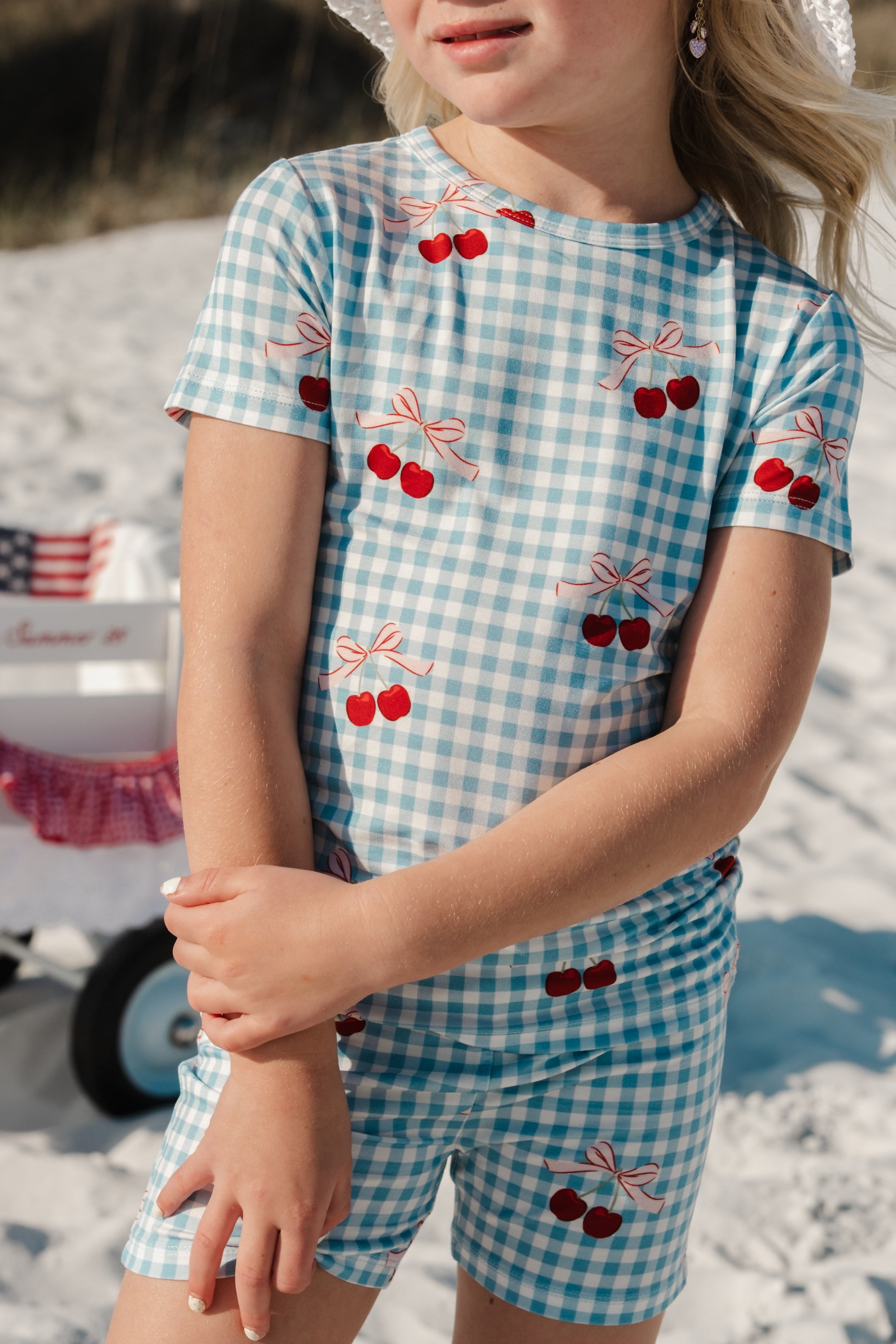 Little Cherry Bamboo Kids Pajama Set | 4th of July Matching