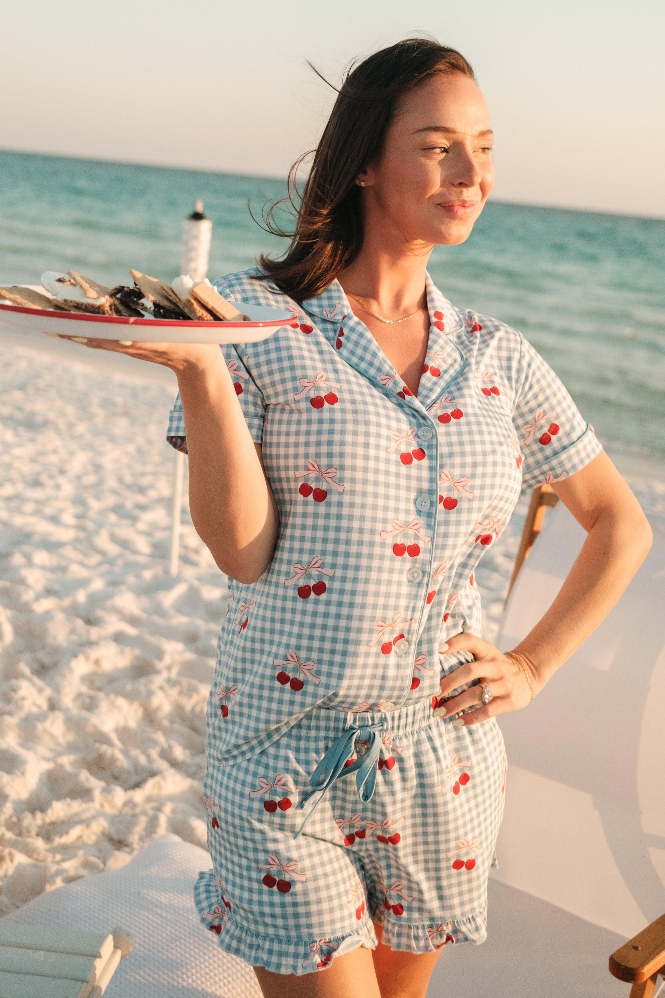 Little Cherry Women's Bamboo Short Set | Matching Family 4th of