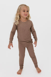 Madison Brown Ribbed Two Piece Set