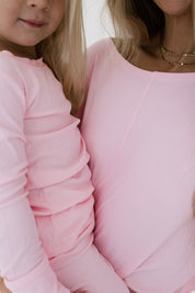 Mercer Pink Ribbed Women's Relaxed Sleeve Set