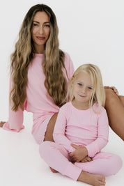 Mercer Pink Ribbed Women's Relaxed Sleeve Set