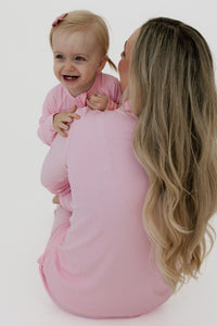 Mercer Pink Ribbed Women's Long Sleeve Ruffle Set