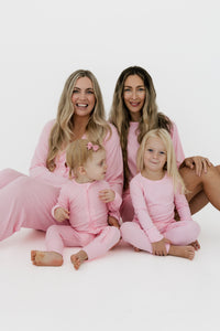 Mercer Pink Ribbed Women's Long Sleeve Ruffle Set